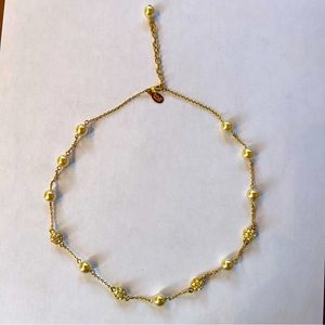 Vintage Nolan Miller Gold Tinsel Town Crystal & Pearl Necklace